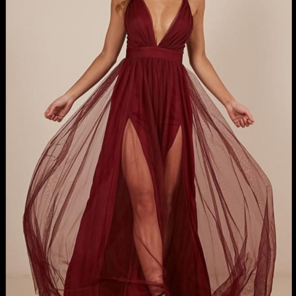 Long burgundy dress